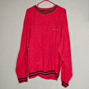 Y2K Chaps Ralph Lauren Red‎ Fleece Pullover Sweatshirt Cozy Casual Streetwear